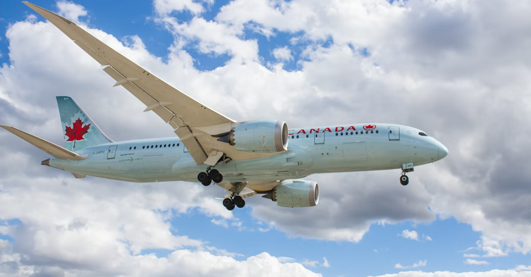 Air Canada aircraft in flight approaching landing