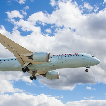 Air Canada aircraft in flight approaching landing