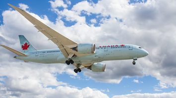 Air Canada aircraft in flight approaching landing