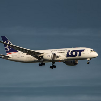 LOT Polish Airlines aircraft preparing to land