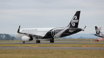 Air New Zealand plane taxiing on the runway