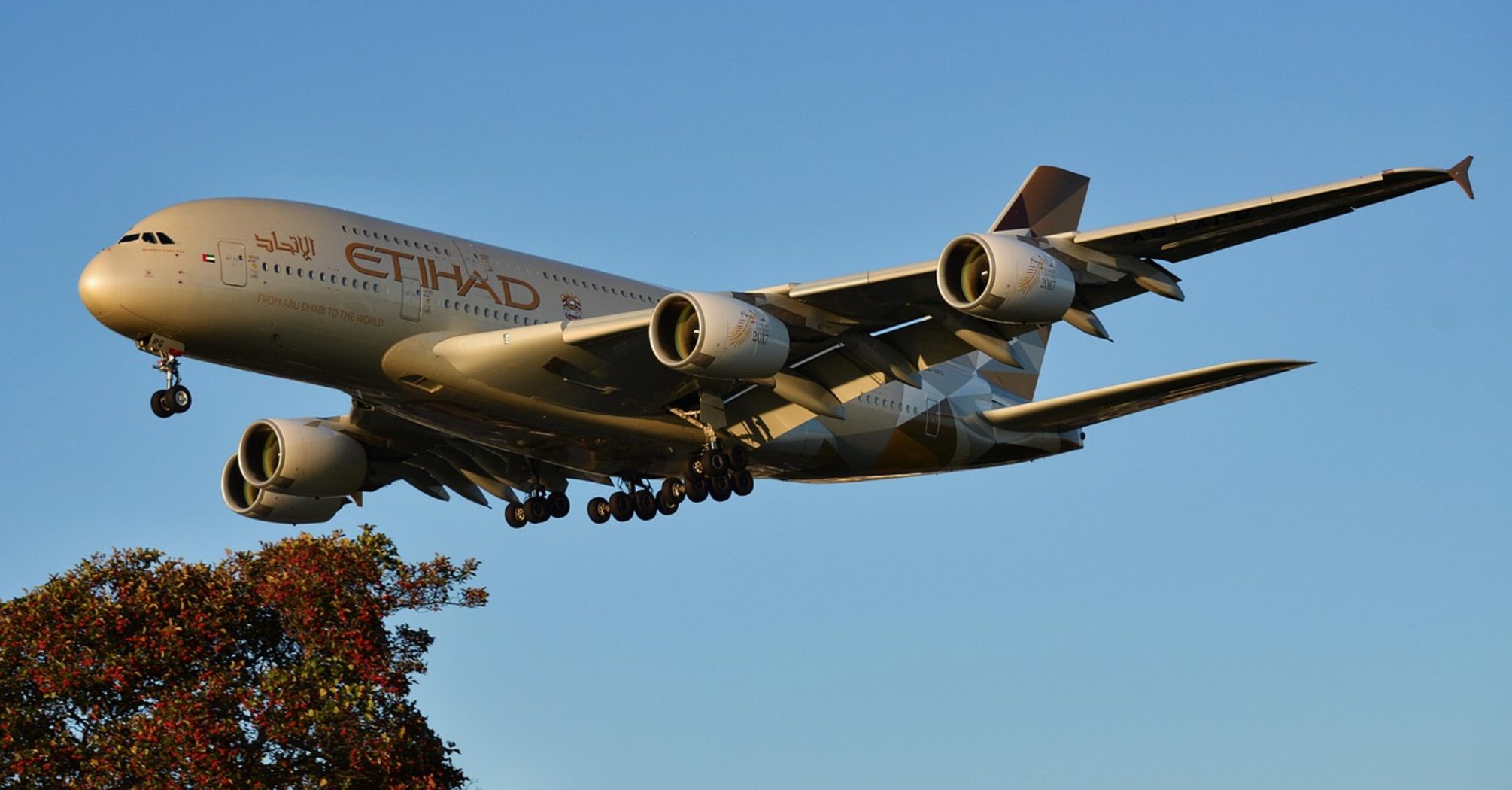 Etihad Airways aircraft preparing to land