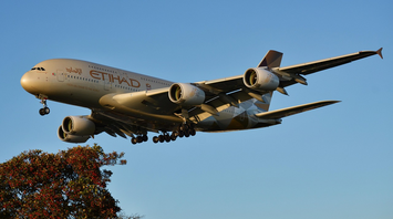 Etihad Airways aircraft preparing to land