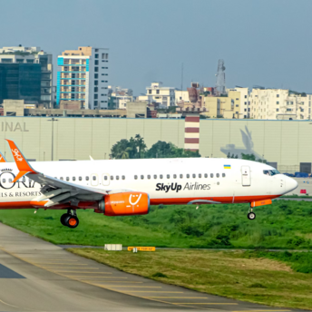 SkyUp Airlines aircraft landing at airport