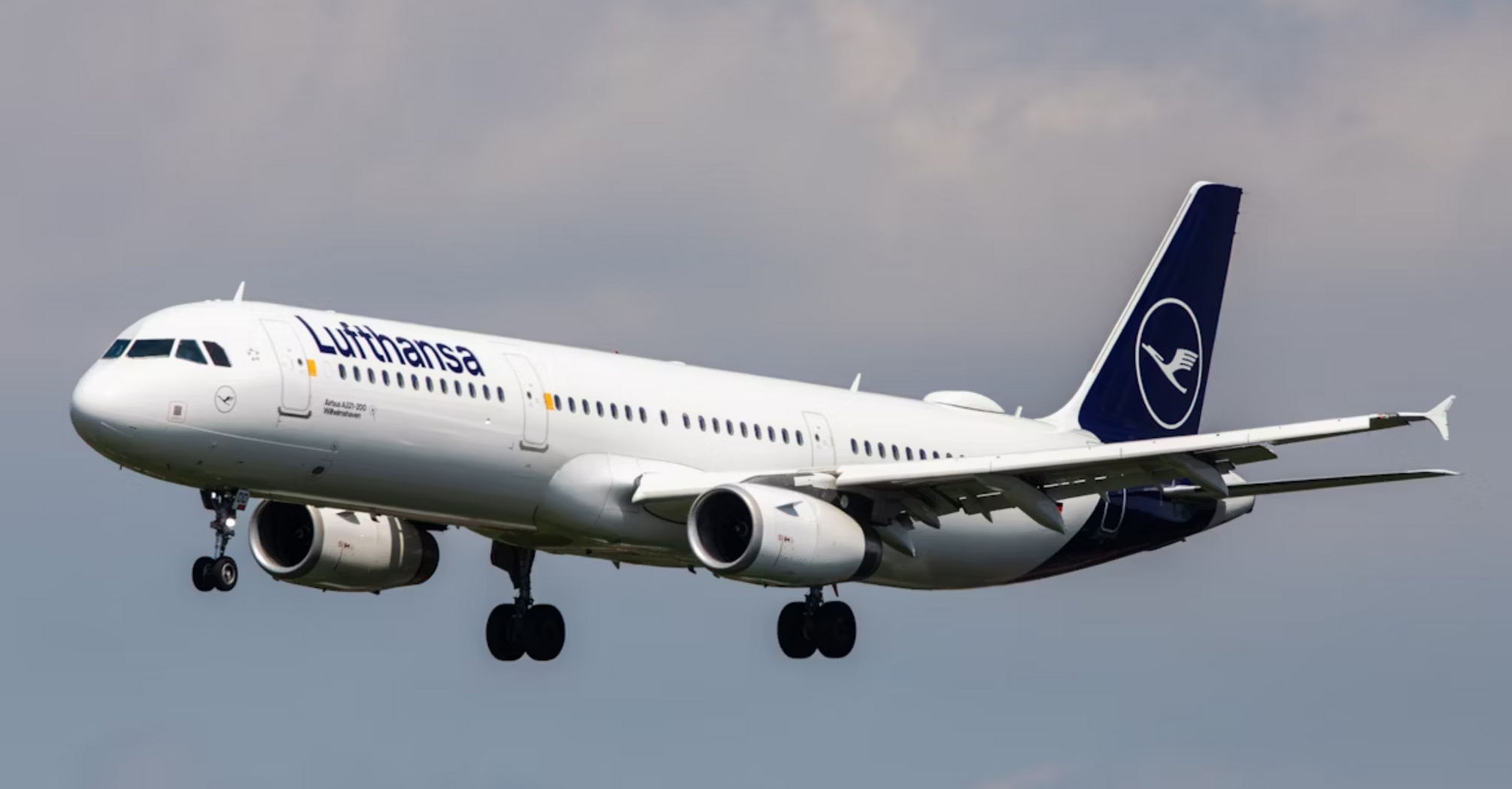 Lufthansa airplane approaching for landing