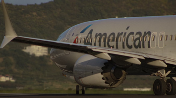 American Airlines aircraft preparing for departure on the runway
