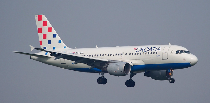 Croatia Airlines aircraft in flight against a clear sky
