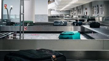 Luggage on an airport baggage carousel