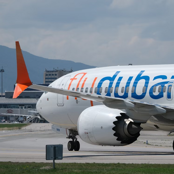 flydubai aircraft on airport runway
