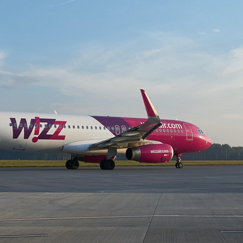 Wizz Air aircraft on airport runway