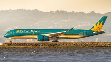 Vietnam Airlines aircraft taxiing on the runway