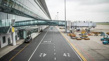 Automatic boarding bridge at the airport