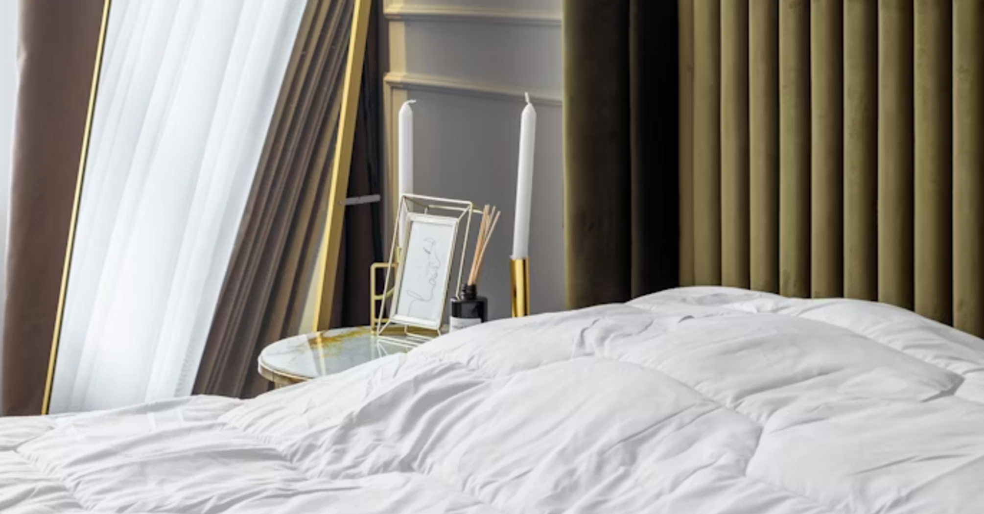 Modern hotel bedroom with stylish decor