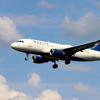 Delta Air Lines aircraft preparing for landing