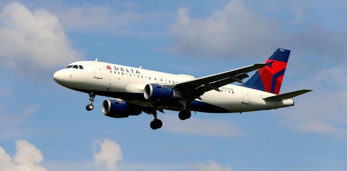 Delta Air Lines aircraft preparing for landing
