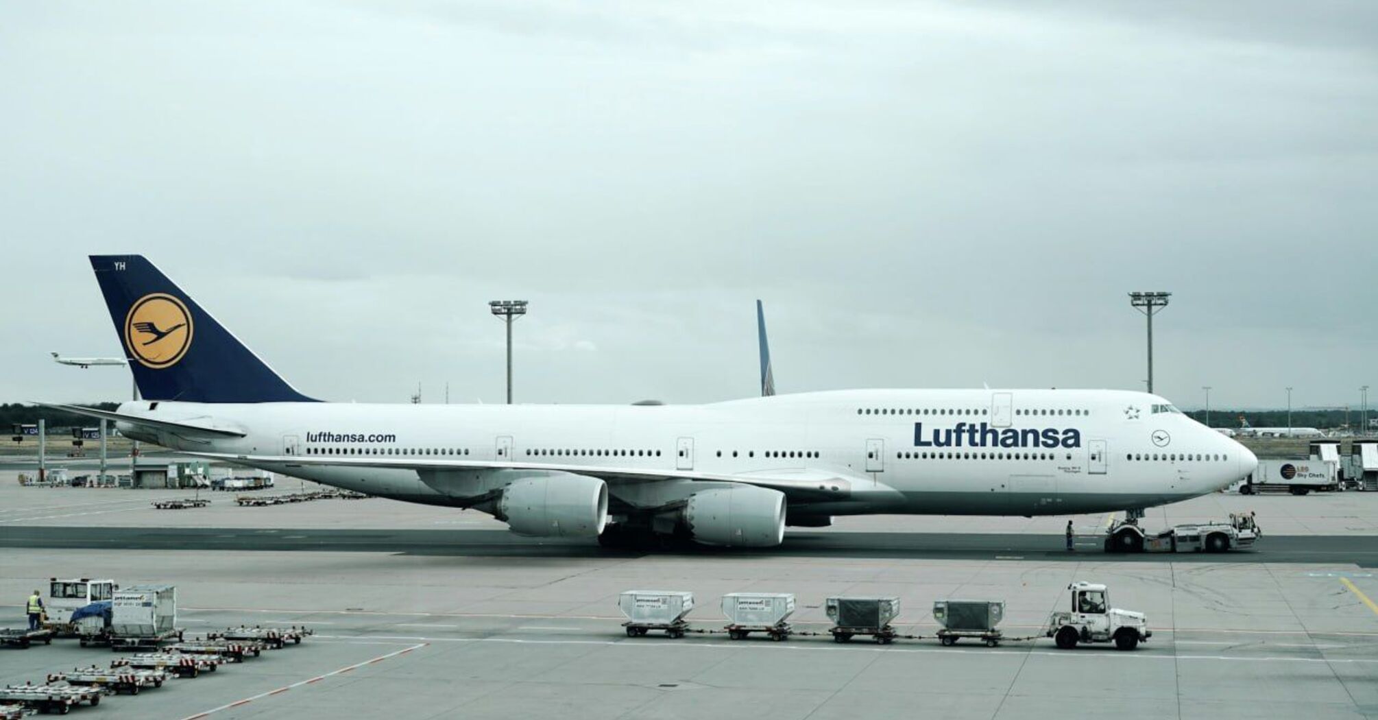 Lufthansa aircraft parked at Frankfurt Airport