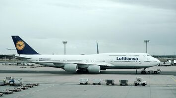Lufthansa aircraft parked at Frankfurt Airport