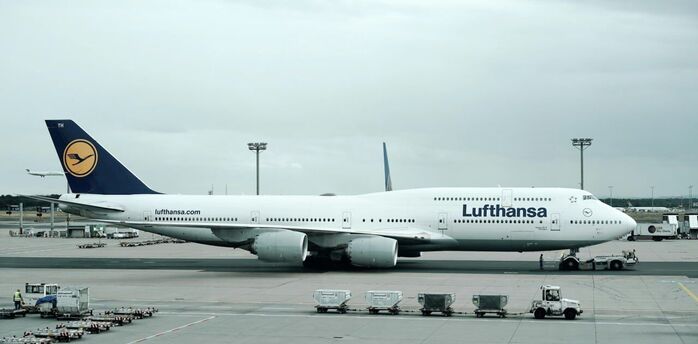 Lufthansa aircraft parked at Frankfurt Airport