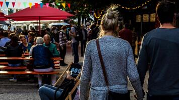 People enjoying food festival outdoors