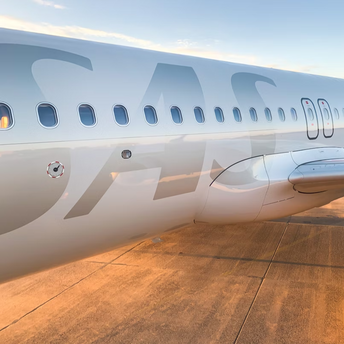 Scandinavian Airlines aircraft parked on runway