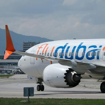 flydubai aircraft on airport runway