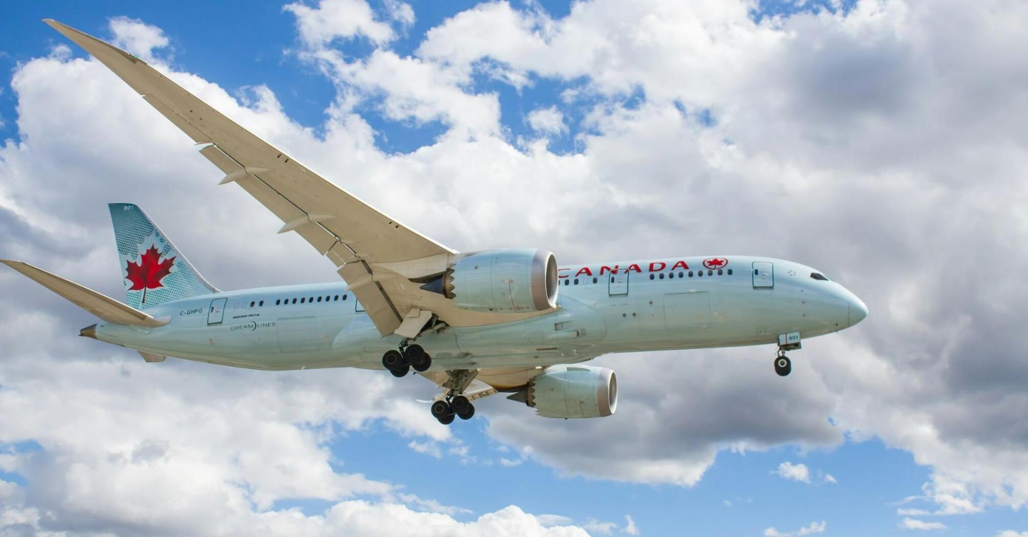 Air Canada aircraft flying in the sky