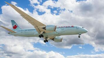 Air Canada aircraft flying in the sky