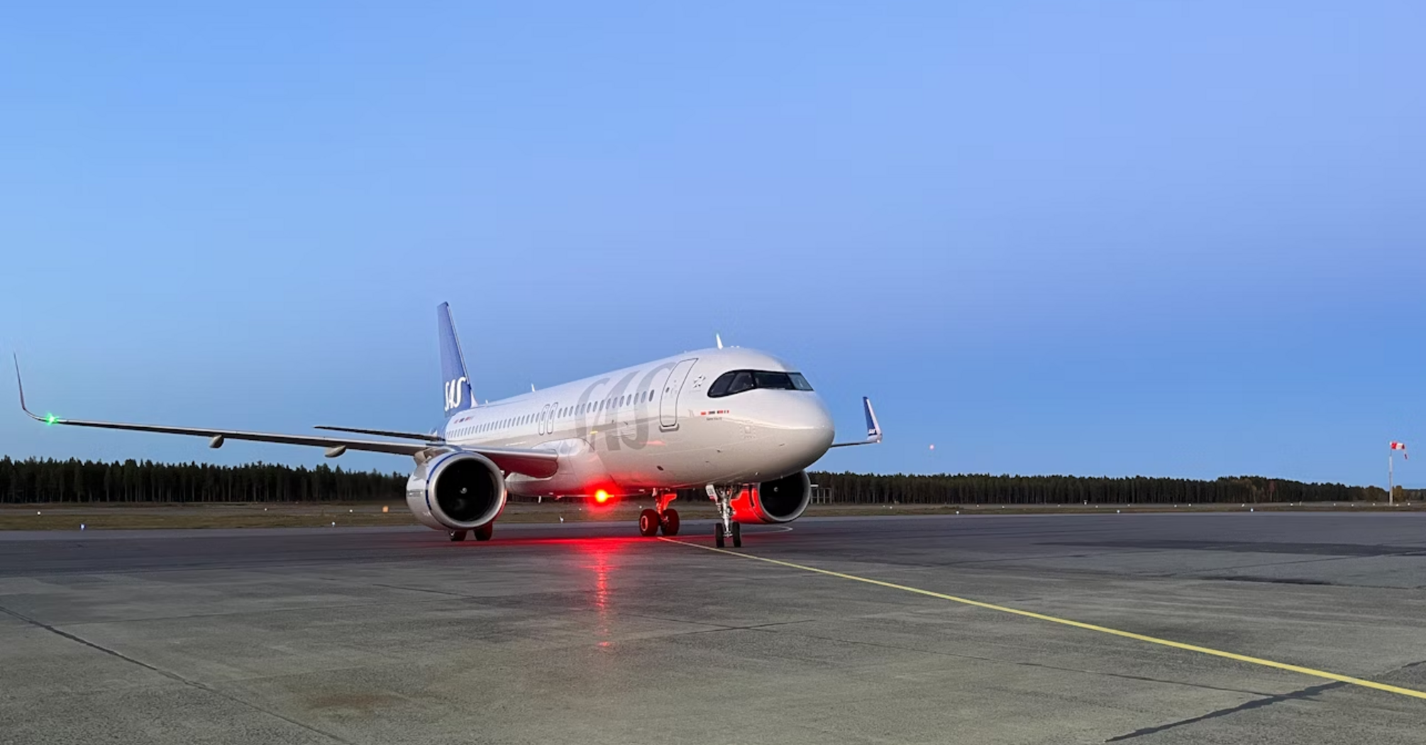 SAS airplane on runway