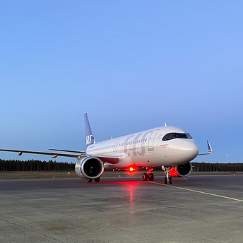 SAS airplane on runway
