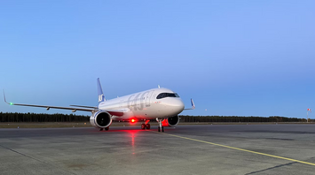 SAS airplane on runway