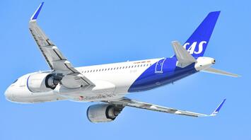 SAS aircraft in flight against clear sky