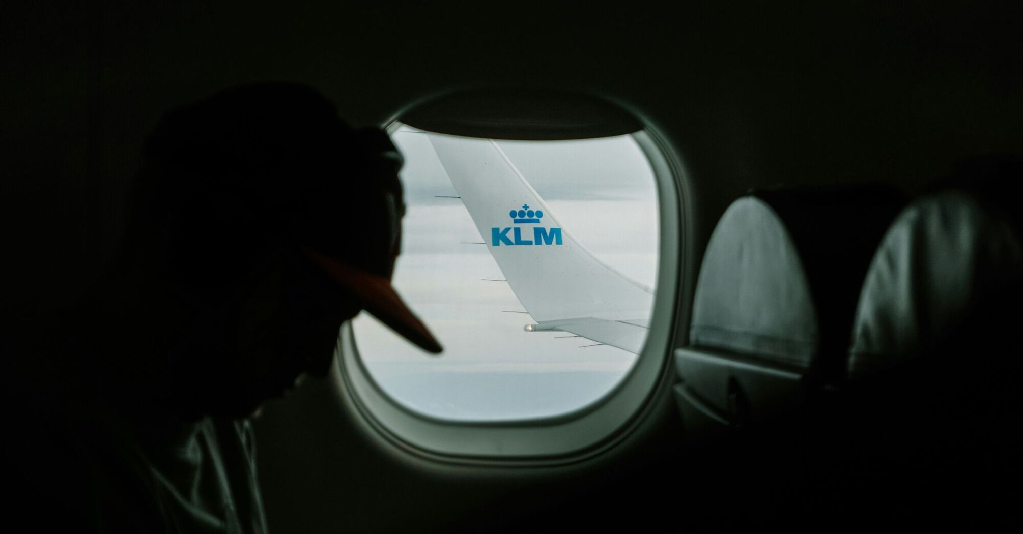 KLM wing seen from aircraft window
