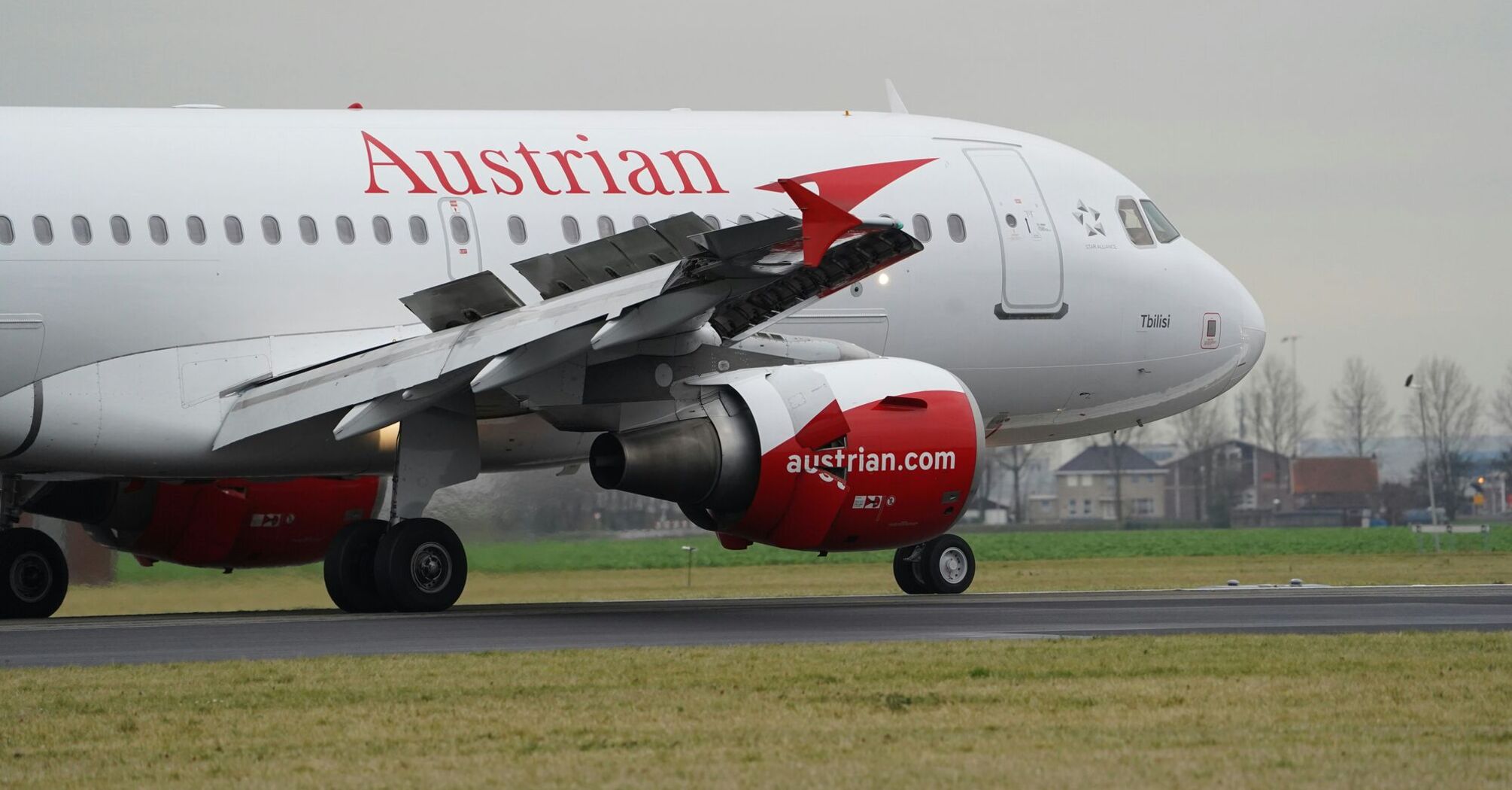 Austrian Airlines Airbus taxiing on runway