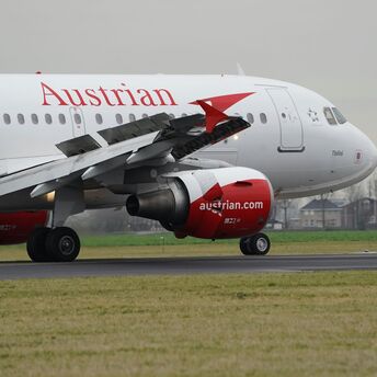 Austrian Airlines Airbus taxiing on runway