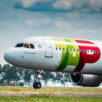 TAP Air Portugal aircraft landing at Porto Airport