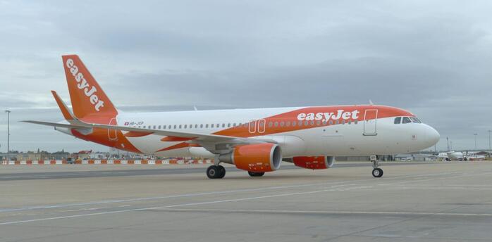 easyJet aircraft on the apron at Birmingham Airport