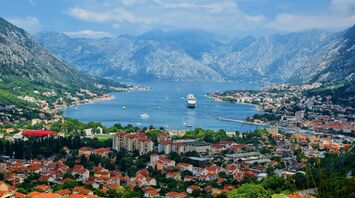 Bay of Kotor with cruise ships and coastal towns