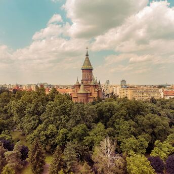 Timisoara Orthodox Cathedral seen from above