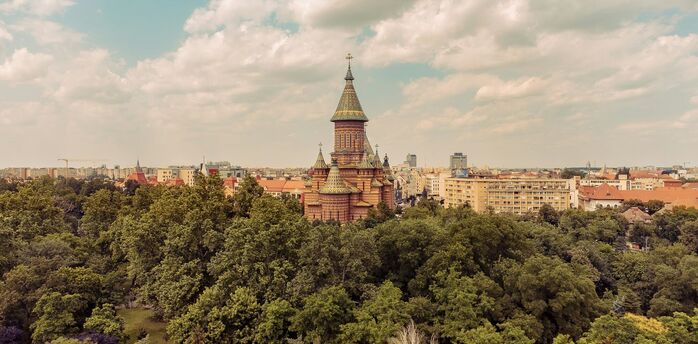 Timisoara Orthodox Cathedral seen from above