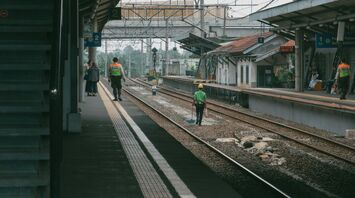 Railway station platforms during maintenance works