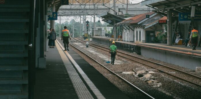 Railway station platforms during maintenance works