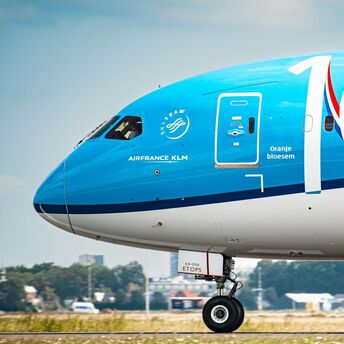KLM aircraft on the runway preparing for departure