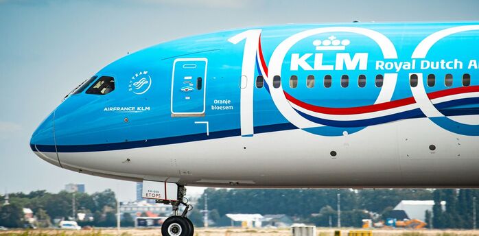 KLM aircraft on the runway preparing for departure