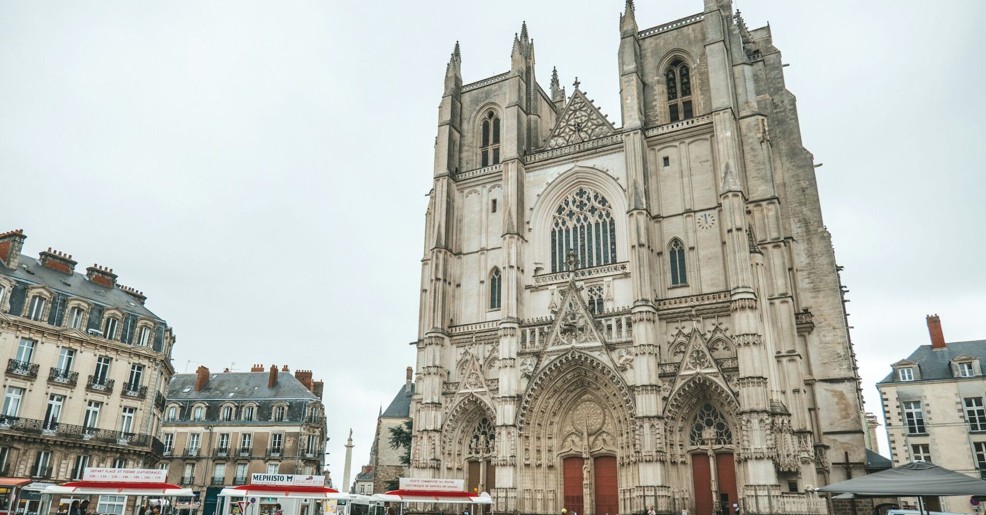 Nantes Cathedral with touristic mini-train in front