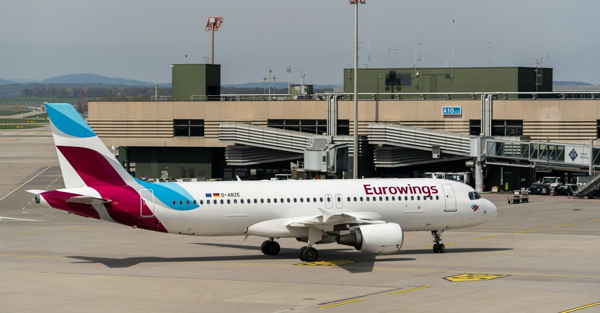 Eurowings aircraft on apron at London Gatwick Airport