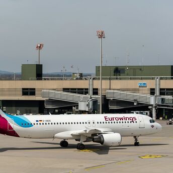 Eurowings aircraft on apron at London Gatwick Airport