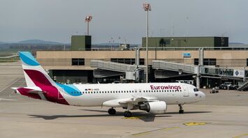 Eurowings aircraft on apron at London Gatwick Airport