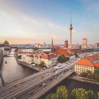 Berlin city centre with Spree River and TV Tower