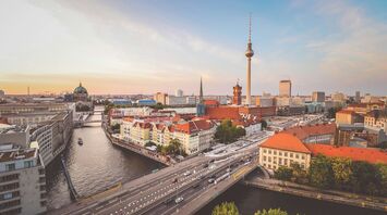 Berlin city centre with Spree River and TV Tower