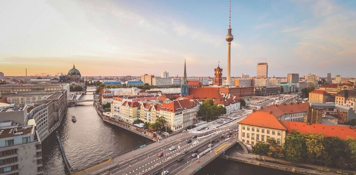 Berlin city centre with Spree River and TV Tower